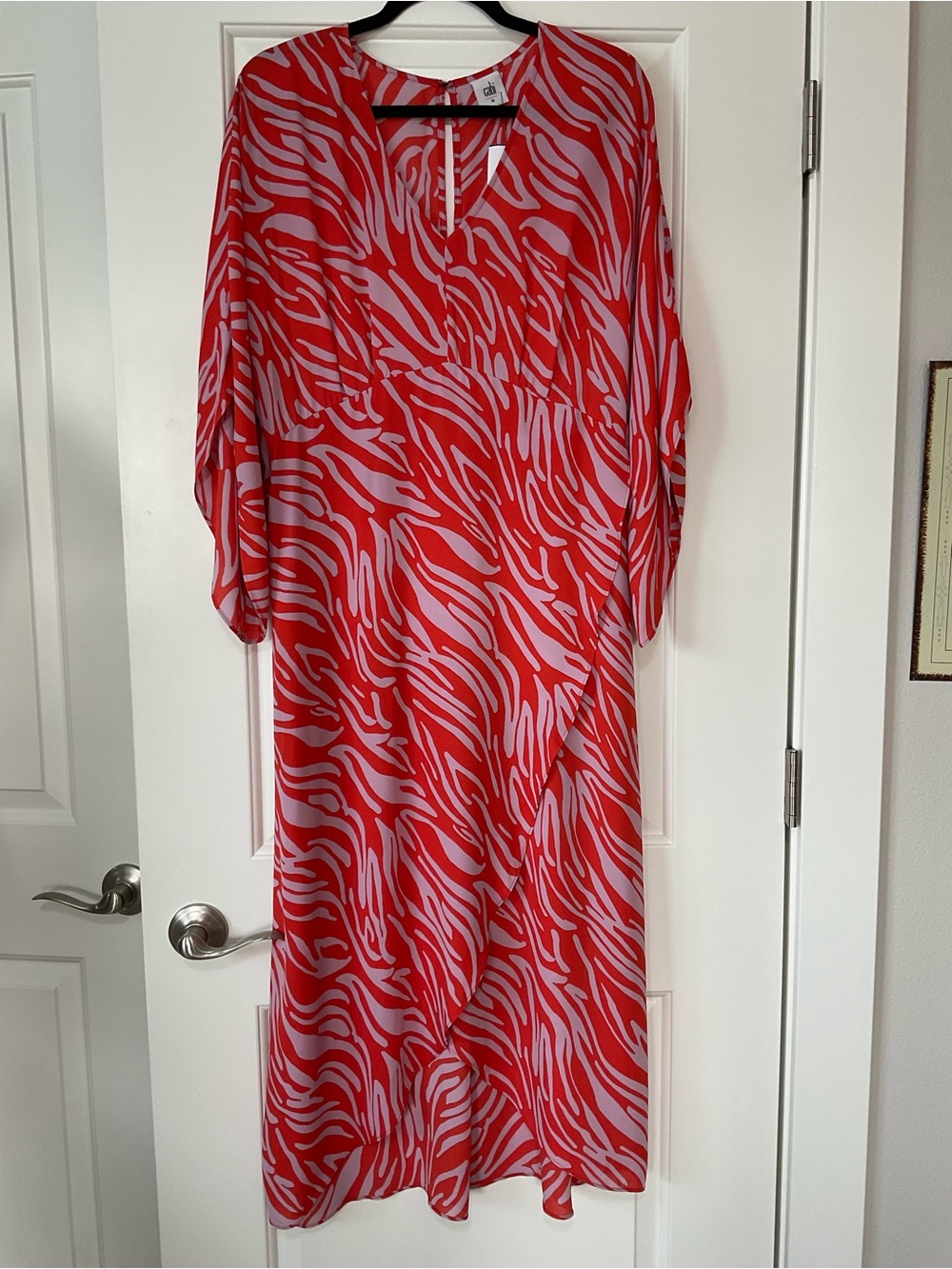 Women's Red Zebra Print V-Neck Midi Dress #5795 Saunter Dress